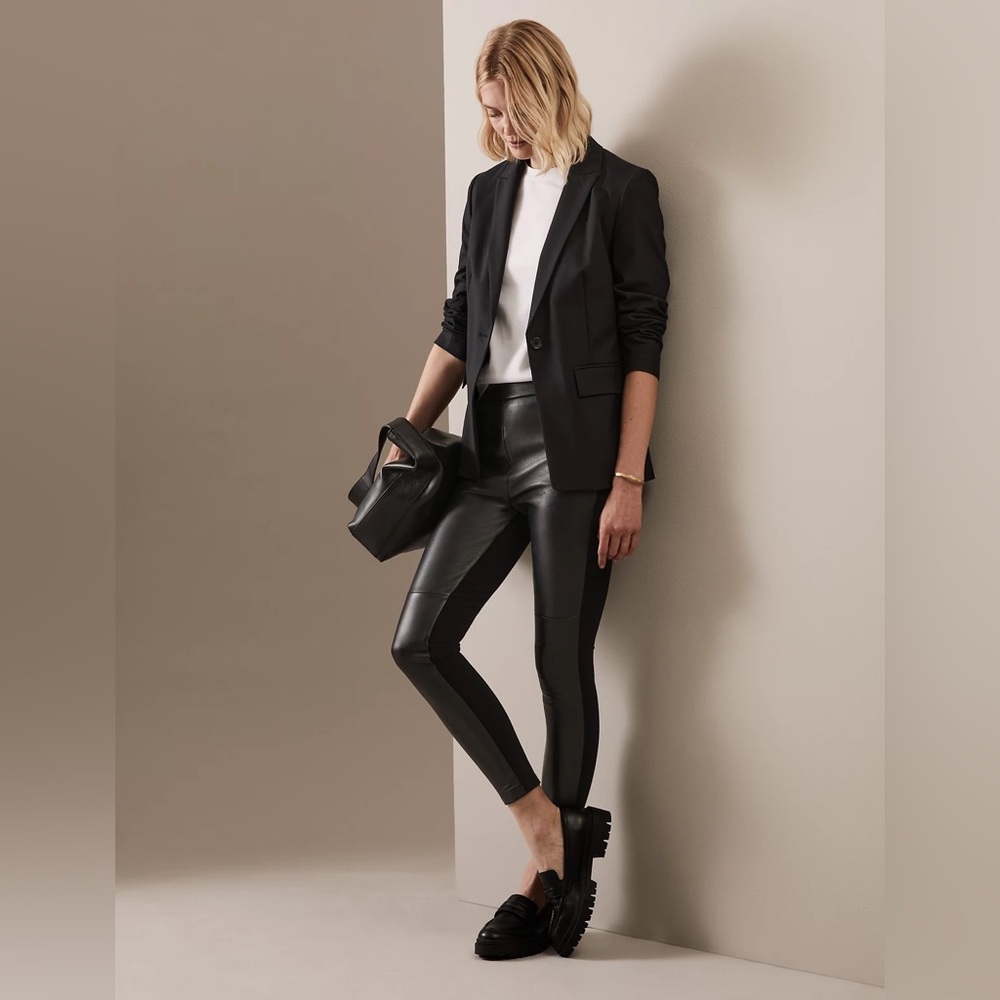 Autograph Marks & Spencer Leather Ponte paneled legging US 8 NWT